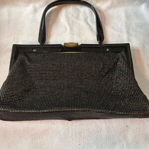 Vintage Whiting & Davis Black Metal Mesh Handbag Made in USA Evening Bag